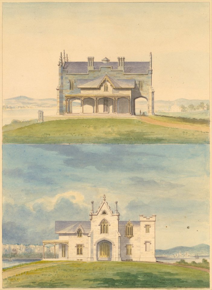Knoll for William and Philip R. Paulding, Tarrytown (south and east -front- elevations) MET DT12087