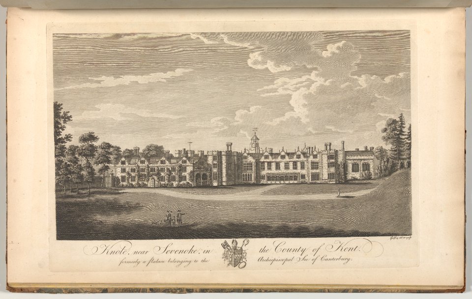 Knole, near Sevenoke, in the County of Kent, formerly a palace belonging to the Archiepiscopal See of Canterbury, from Edward Hasted's, The History and Topographical Survey of the County of Kent, vols. 1-3 MET DP-12696-048