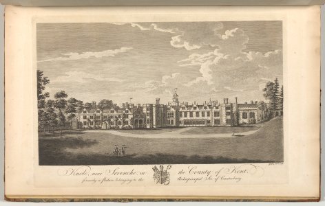 Knole, near Sevenoke, in the County of Kent, formerly a palace belonging to the Archiepiscopal See of Canterbury, from Edward Hasted's, The History and Topographical Survey of the County of Kent, vols. 1-3 MET DP-12696-048