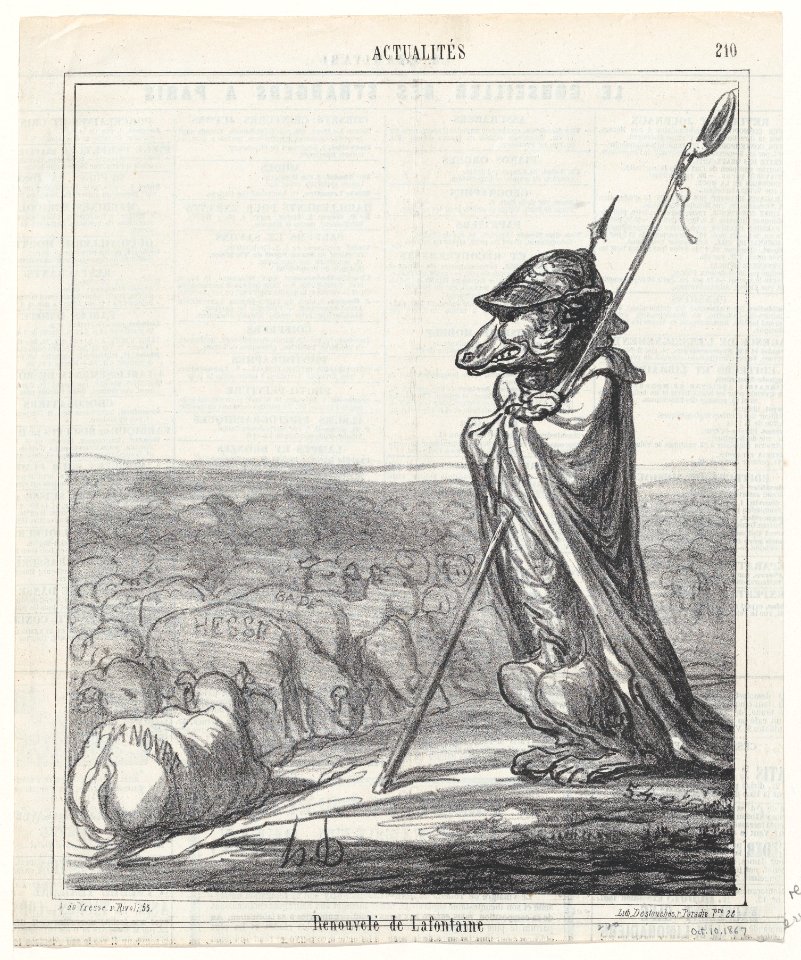 La Fontaine renewed, from 'News of the day,' published in Le Charivari, October 10, 1867 MET DP877667