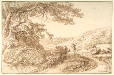 Landscape with old trees and figures MET DP802228