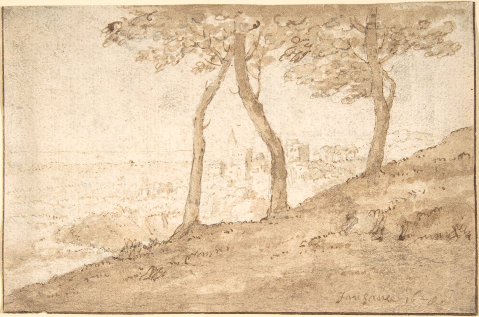 Landscape near Rome; verso- Fountain MET DP800861