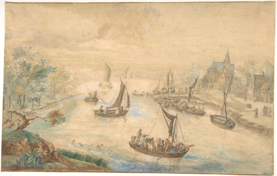 Landscape with River in the Center, with Ferryboat MET DP801182
