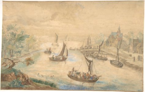 Landscape with River in the Center, with Ferryboat MET DP801182