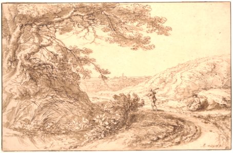 Landscape with old trees and figures MET DP167194