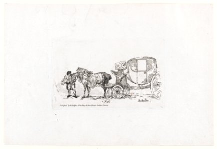 Man Feeding Horses Yoked to a Carriage, from A New Book of Horses and Carriages MET DP871809