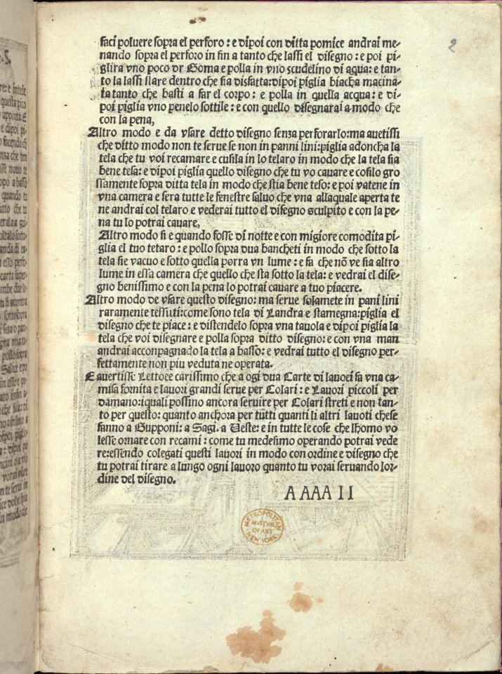 Libro quarto. De rechami per elquale se impara in diuersi modi lordine e il modo de recamare...Opera noua, page 2 (recto) MET DP353778
