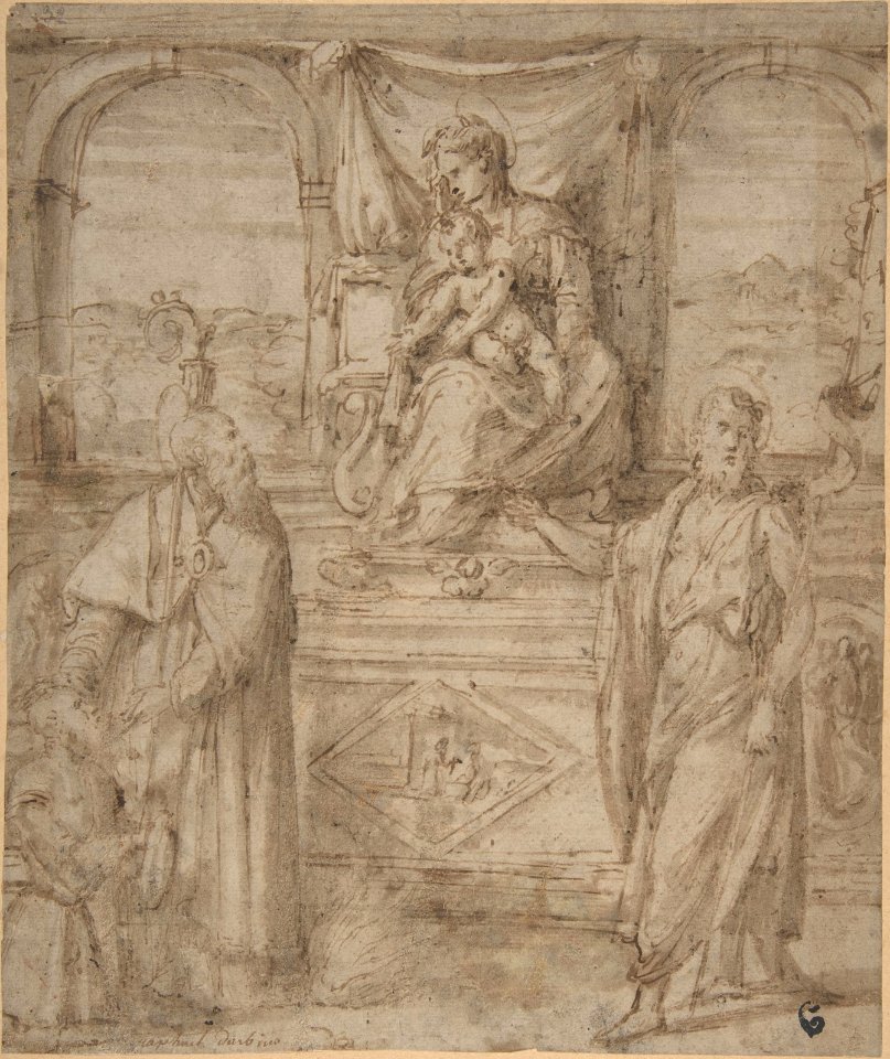 Madonna and Child Enthroned with Saint Basil the Great and Saint John the Baptist and Donor MET DP807542