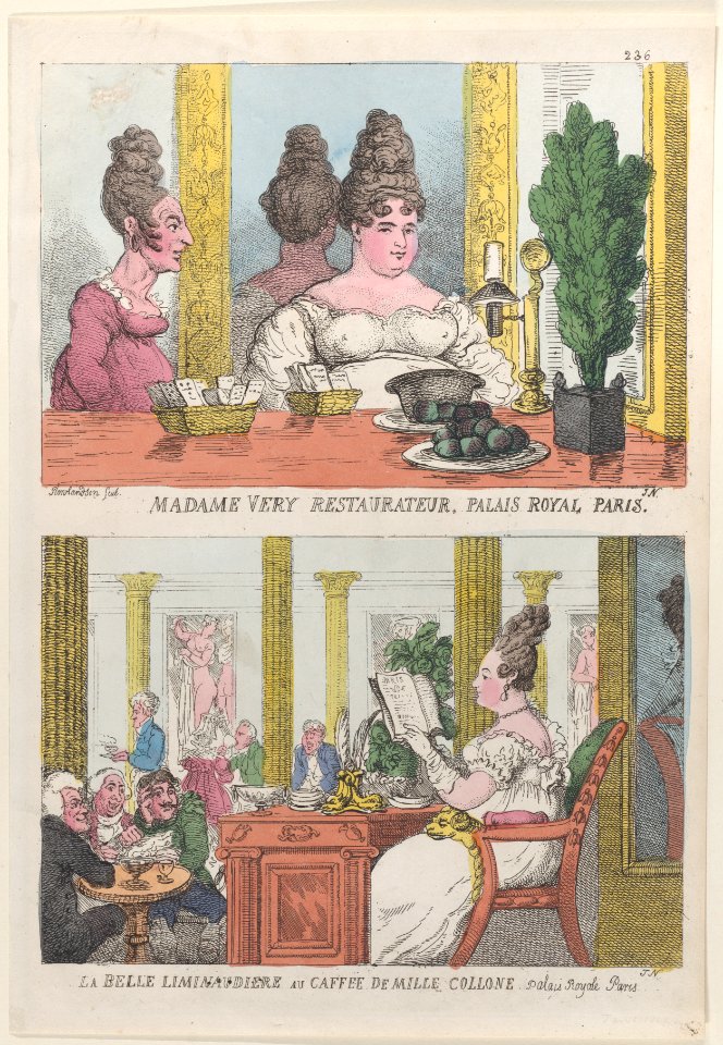Madame Very Restauranteur, Palais Royal Paris and La Belle Liminaudiere au Caffee De Mille Collone, Palais Royale Paris MET DP883994