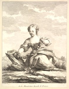 Little girl holding a garland of flowers, from Deuxième Livre de Figures d'après les porcelaines de la Manufacture Royale de France (Second Book of Figures after porcelains from the Manufacture Royale de France) MET DP826685