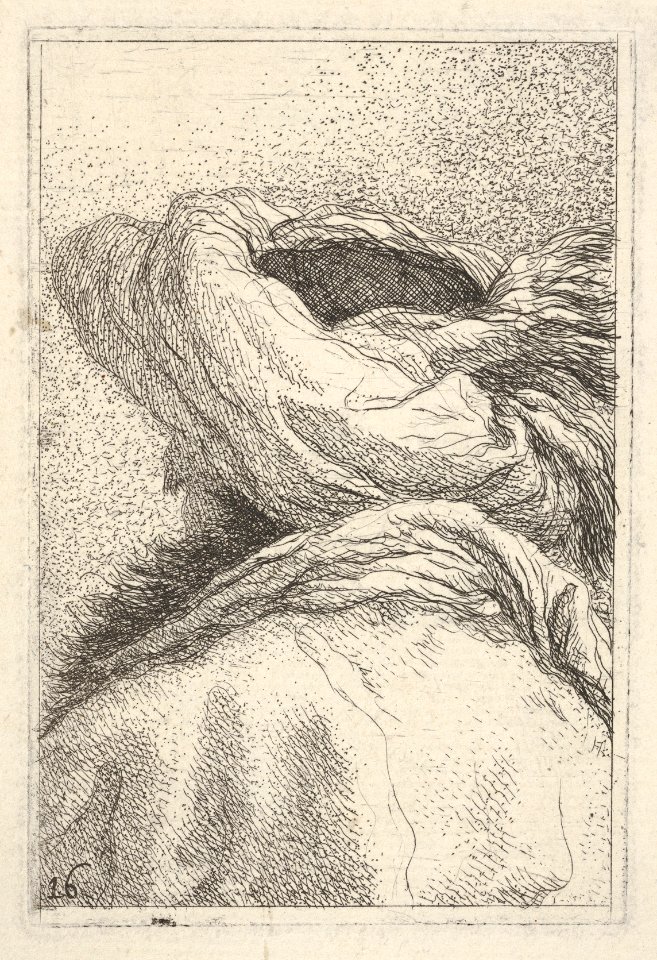 Man in a turban, depicted in bust length format from behind in three-quarters view, from the series 'Collection of heads' (Raccolta di teste) MET DP832519