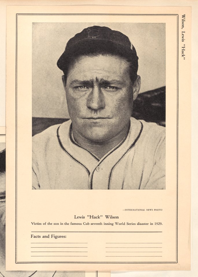 Lewis "Hack" Wilson from Sports Exchange All-Stars trade cards (W603) MET DPB882283