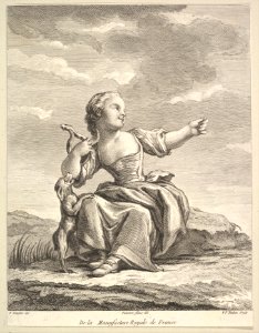 Little girl playing with a dog, from Deuxième Livre de Figures d'après les porcelaines de la Manufacture Royale de France (Second Book of Figures after porcelains from the Manufacture Royale de France) MET DP826683