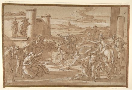 Marcus Curtius Leaping into the Chasm (recto); Study of a Seated Crowned Female Figure (verso) MET DP809930