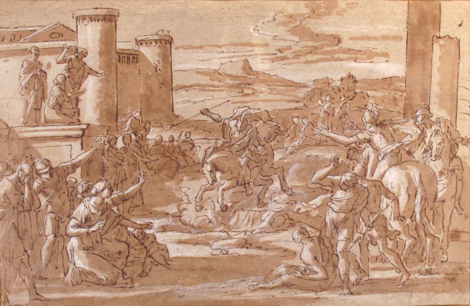 Marcus Curtius Leaping into the Chasm (recto); Study of a Seated Crowned Female Figure (verso) MET 61.142