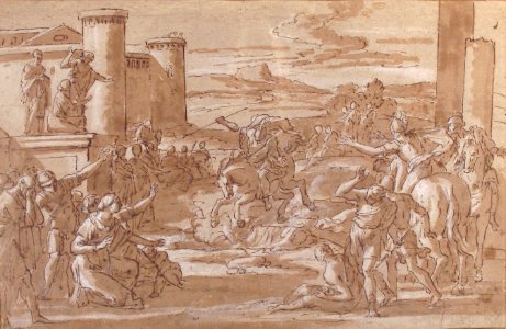 Marcus Curtius Leaping into the Chasm (recto); Study of a Seated Crowned Female Figure (verso) MET 61.142