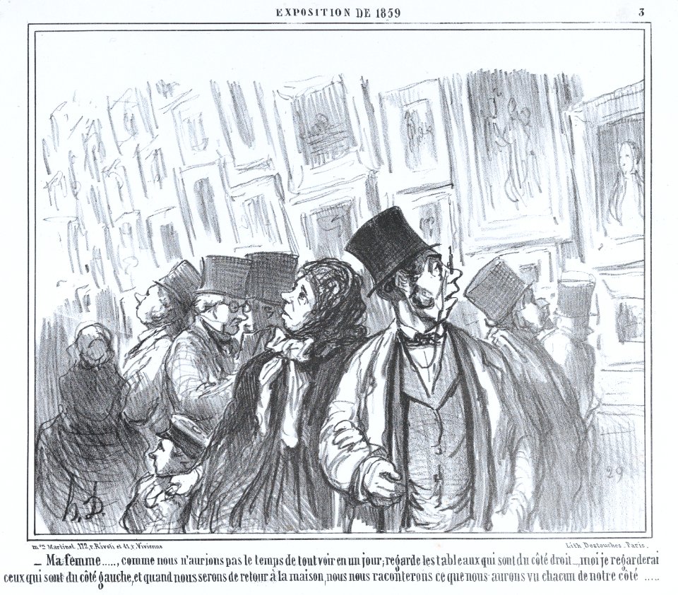 Ma femme..., comme nous n'aurions pas le temps de tout voir en un jour..., from L'Exposition de 1859, published in Le Charivari, April 18, 1859 MET DP876835