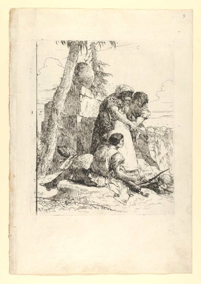 Magician pointing out a burning head to two youths, from the Scherzi MET DP854153