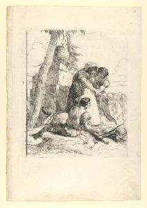 Magician pointing out a burning head to two youths, from the Scherzi MET DP854153