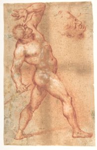 Male Nude with Left Arm Upraised, and a Further Study of His Head MET DP809452
