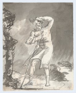 Male Traveler on a Heath in a Storm (recto); Anatomical Studies of a Foot (verso) MET DP866795 1