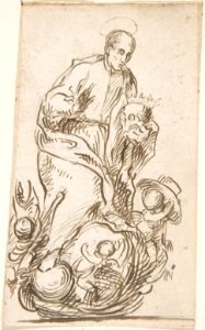 Male Saint Standing on Clouds with Putti MET DP800386