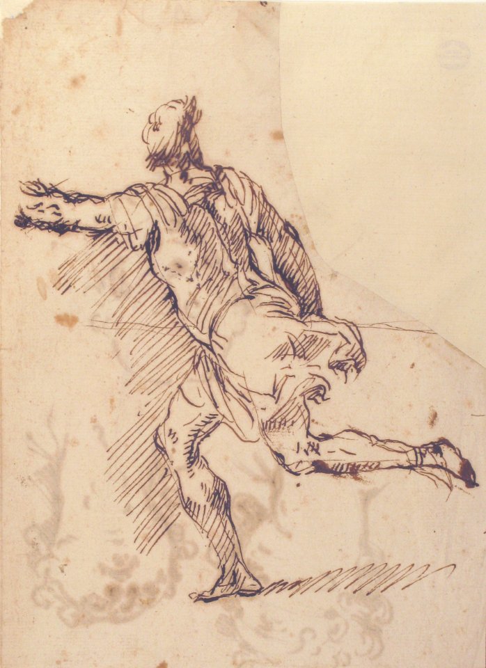Male Figure Running (recto); Three Pen Studies of Male Heads (verso) MET 17.236.39 RECTO