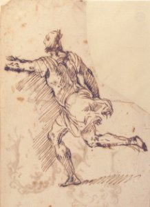 Male Figure Running (recto); Three Pen Studies of Male Heads (verso) MET 17.236.39 RECTO