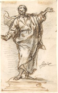 Male Saint Standing on a Pedestal with Arms Extended (recto); Standing or Kneeling Male Saint (verso) MET DP800384