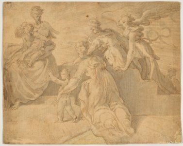 Madonna and Child with the Infant Saint John the Baptist, Three Women, and an Angel MET DP854658