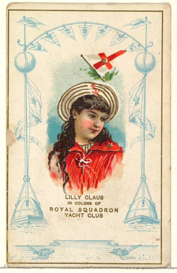 Lilly Claus in Colors of Royal Squadron Yacht Club, from the Yacht Colors of the World series (N140) issued by Duke Sons & Co. to promote Honest Long Cut Tobacco MET DP865777
