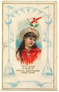 Lilly Claus in Colors of Royal Squadron Yacht Club, from the Yacht Colors of the World series (N140) issued by Duke Sons & Co. to promote Honest Long Cut Tobacco MET DP865777