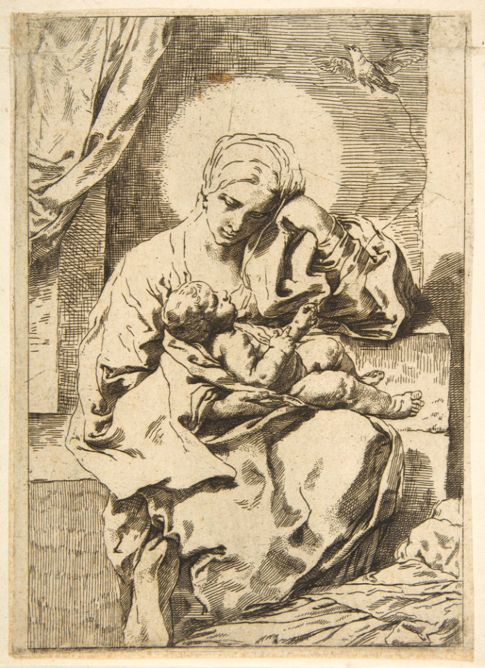 Madonna and Child with a bird, copy in reverse after Cantarini MET DP815129