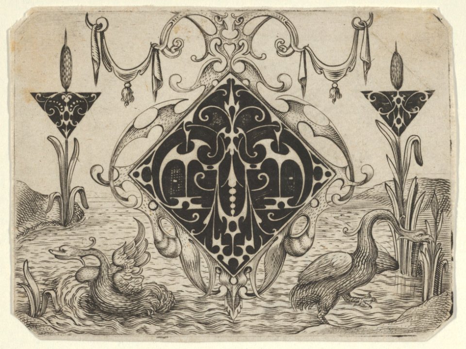 Lozenge-shaped Pendant and Two Triangular Motifs in a Riverscape, Giovanni Battista Costantini, 1622