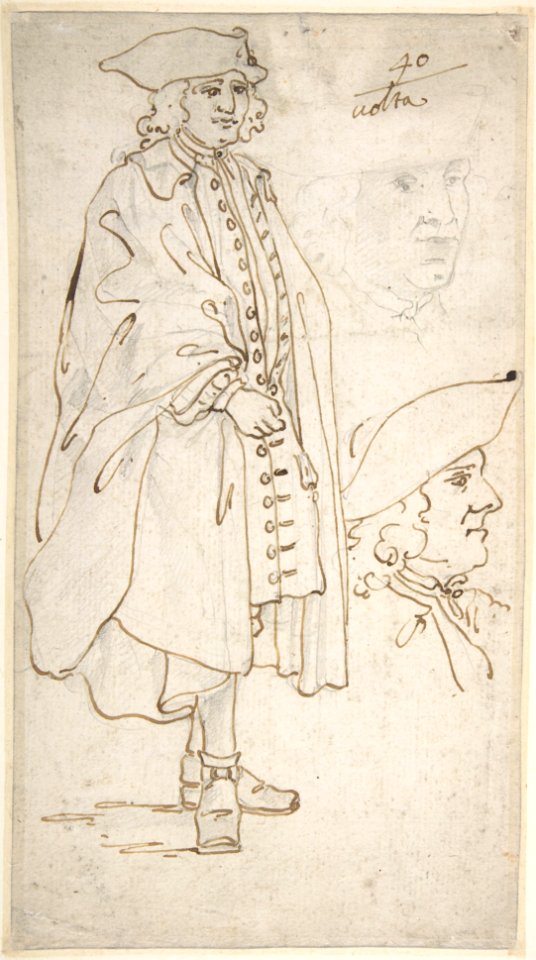 Man Smoking a Pipe (recto); Standing Man and Two Studies of His Head (verso) MET DP808199