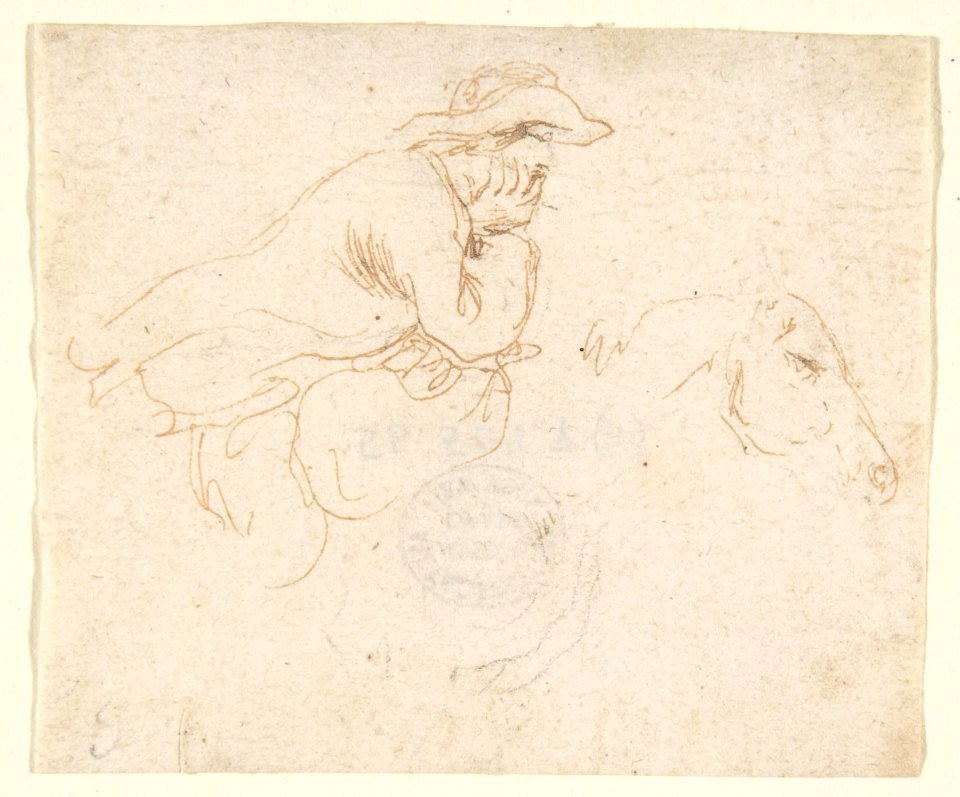 Man on Horseback seen in Profile View Facing Right. MET DP809320