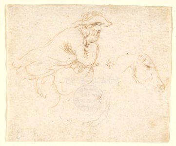 Man on Horseback seen in Profile View Facing Right. MET DP809320