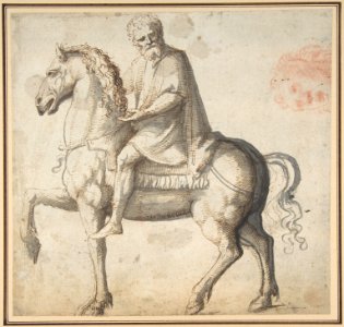 Man on Horseback, Study of a Man's Head (recto); Head of a Young Woman (verso) MET DP809545