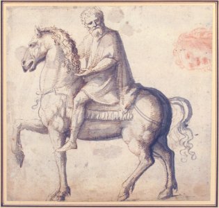Man on Horseback, Study of a Man's Head (recto); Head of a Young Woman (verso) MET 65.136.1 RECTO