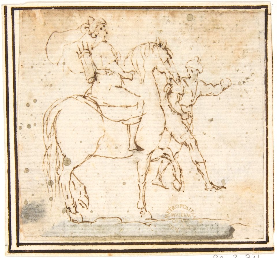 Man on Horseback with Attendant MET DP807641