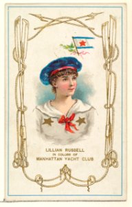 Lillian Russell in Colors of Manhattan Yacht Club, from the Yacht Colors of the World series (N140) issued by Duke Sons & Co. to promote Honest Long Cut Tobacco MET DP865733