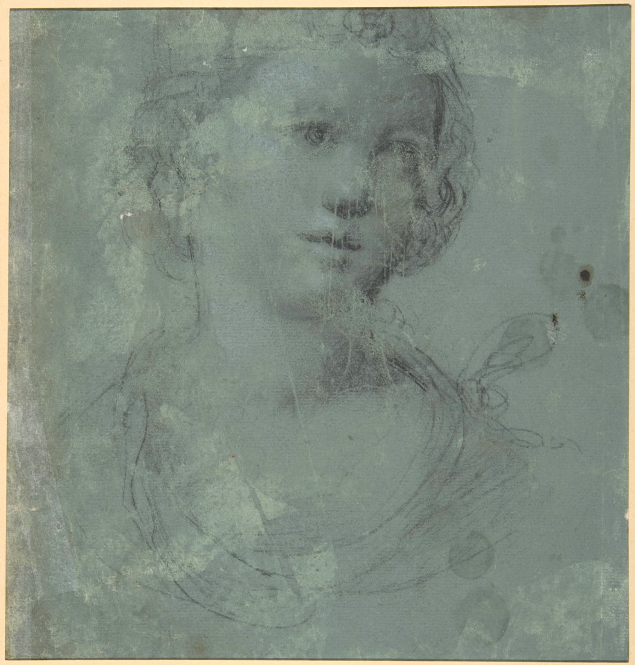 Man on Horseback, Study of a Man's Head (recto); Head of a Young Woman (verso) MET DP809546