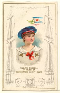 Lillian Russell in Colors of Manhattan Yacht Club, from the Yacht Colors of the World series (N140) issued by Duke Sons & Co. to promote Honest Long Cut Tobacco MET DP865734