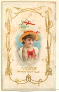 Lillian Grubb in the Colors of the Madison Yacht Club, from the Yacht Colors of the World series (N140) issued by Duke Sons & Co. to promote Honest Long Cut Tobacco MET DP865719