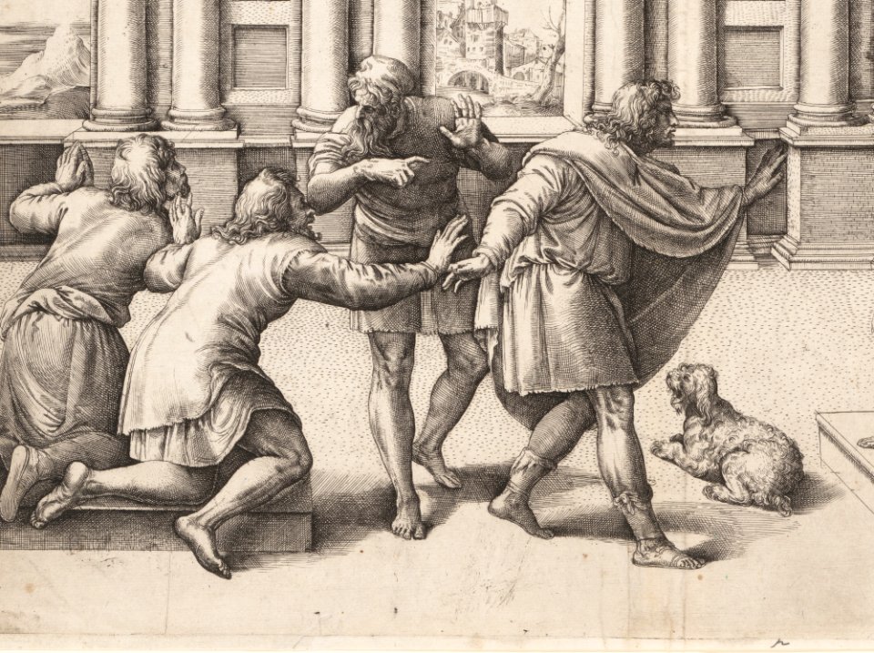 Man Seated Beneath a Statue of Bacchus, Receiving an Audience MET DP159994