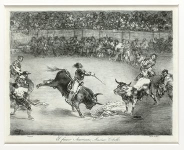 Mariano Ceballos riding a bull from the 'Bulls of Bordeaux' MET DP124106