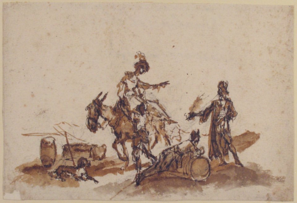 Man Assisting a Woman to Mount a Horse, with Two Other Figures and a Dog MET 1975.131.9