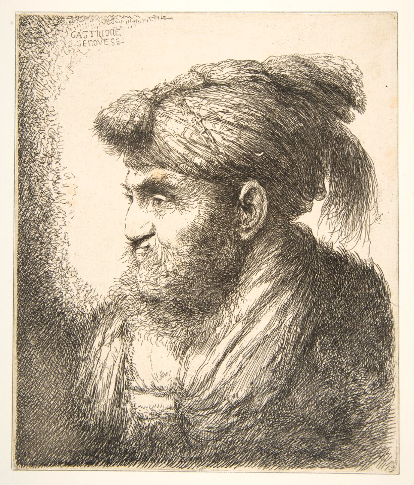 Man weraing a turban facing left MET DP816504