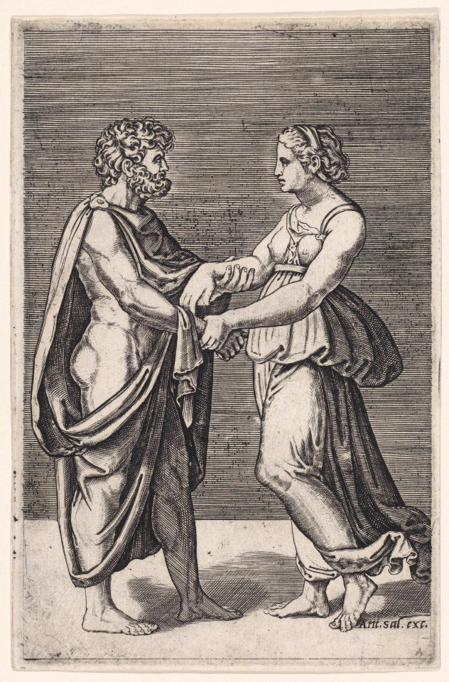 Man and Woman Holding Hands Met DP888634