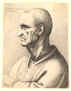 Man with stern expression in profile to left MET DP823768